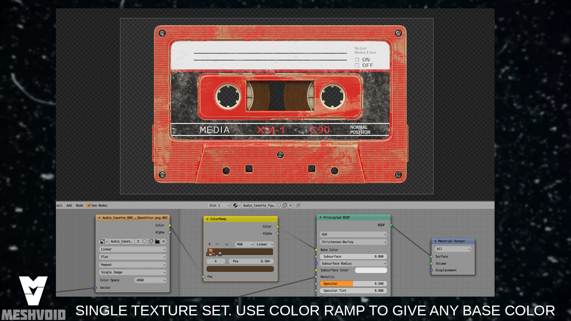 RETRO AUDIOTAPE SUBD AND NONSUBD LOWPOLY WITH 4 TEXTURE SETS Low-poly 3D model_16