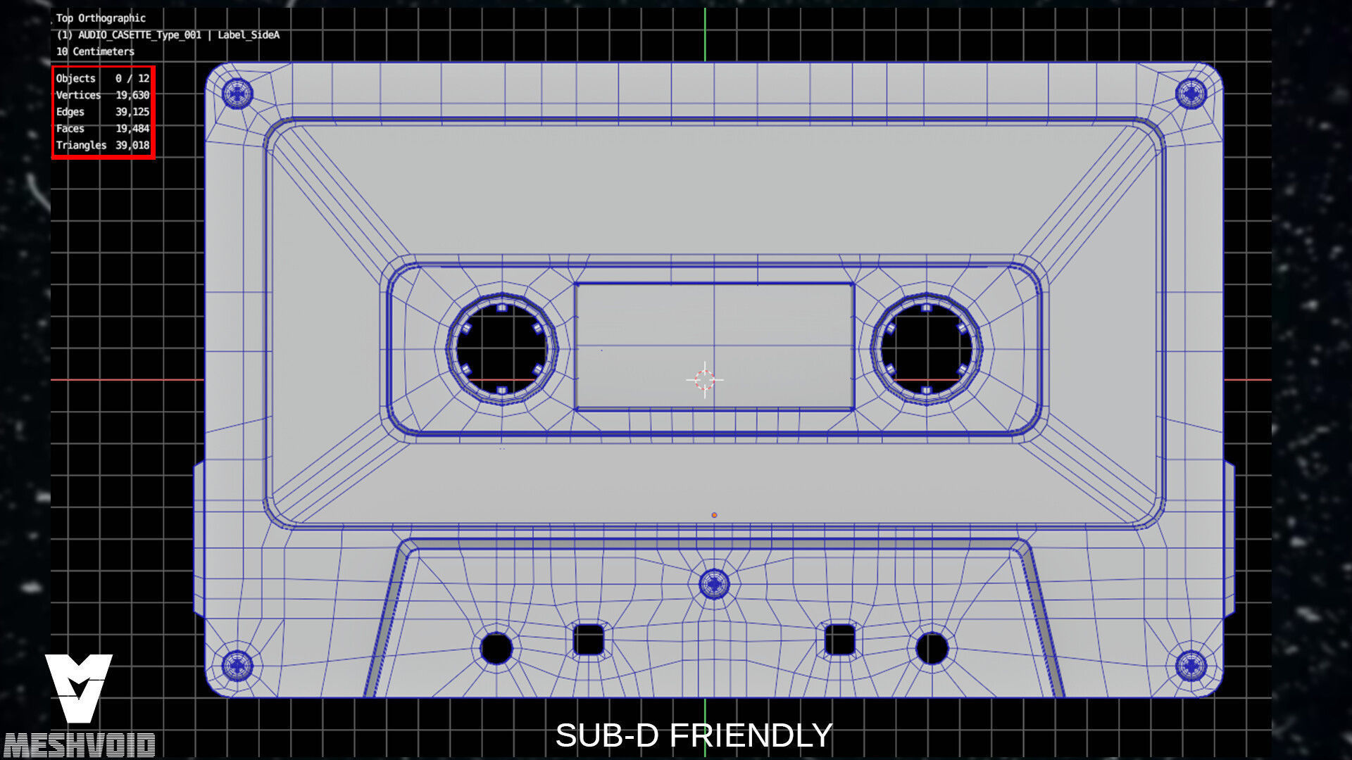RETRO AUDIOTAPE SUBD AND NONSUBD LOWPOLY WITH 4 TEXTURE SETS Low-poly 3D model_14