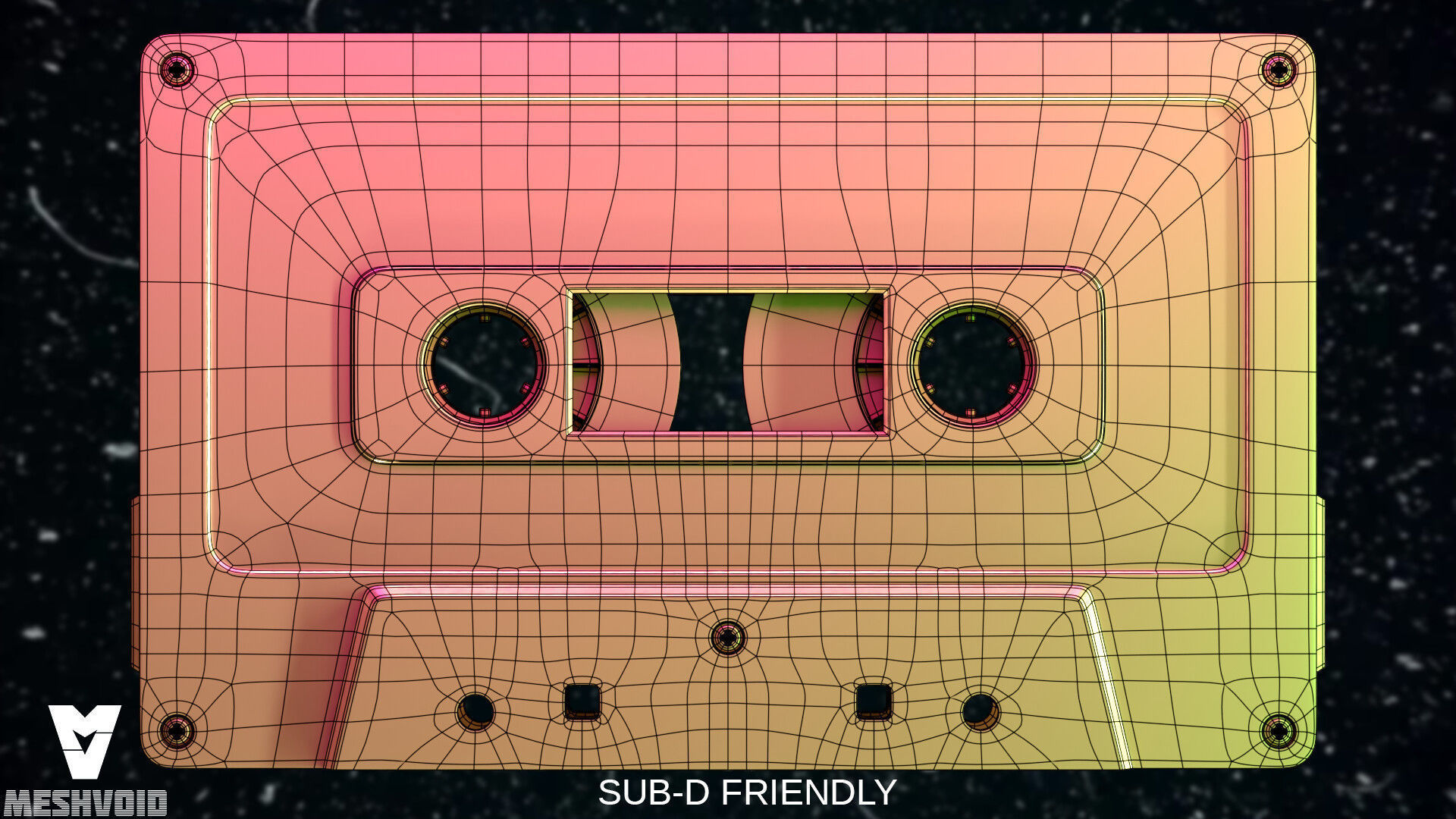 RETRO AUDIOTAPE SUBD AND NONSUBD LOWPOLY WITH 4 TEXTURE SETS Low-poly 3D model_13
