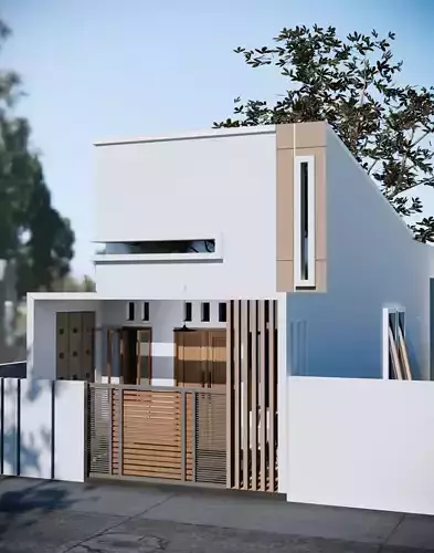  Modern Minimalist Box House 3D Render