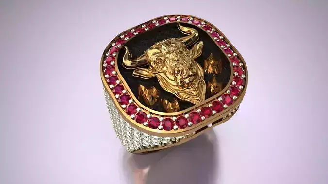 Bull Diamond Ring