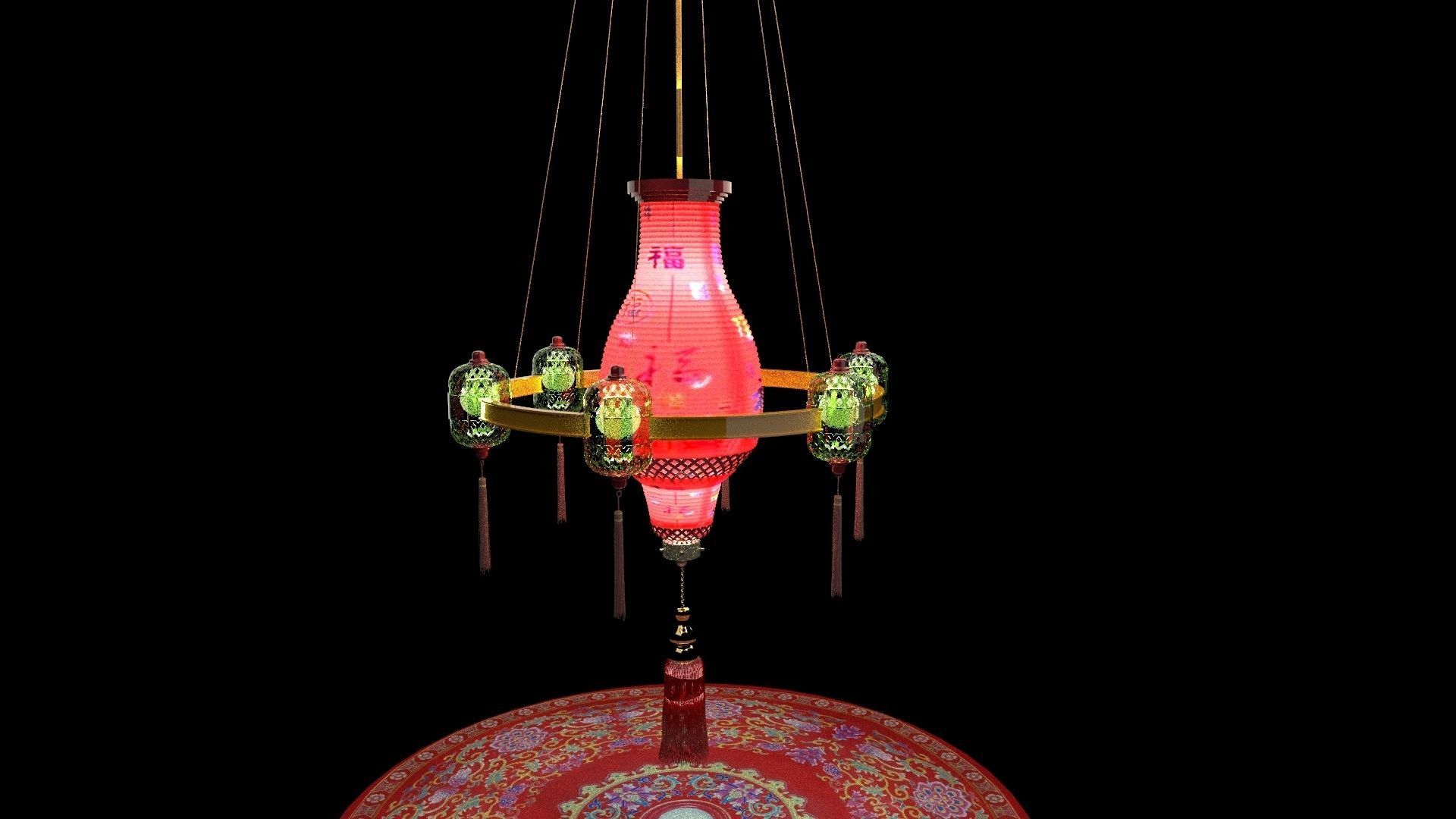 Chinese palace lantern 3D model_2