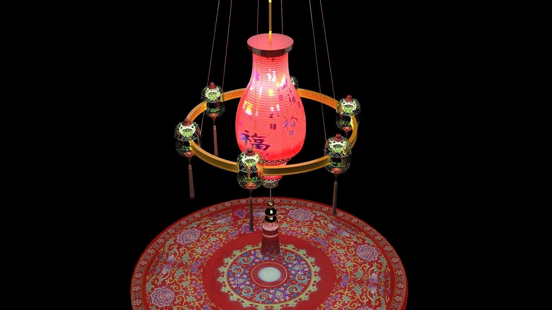 Chinese palace lantern 3D model_5