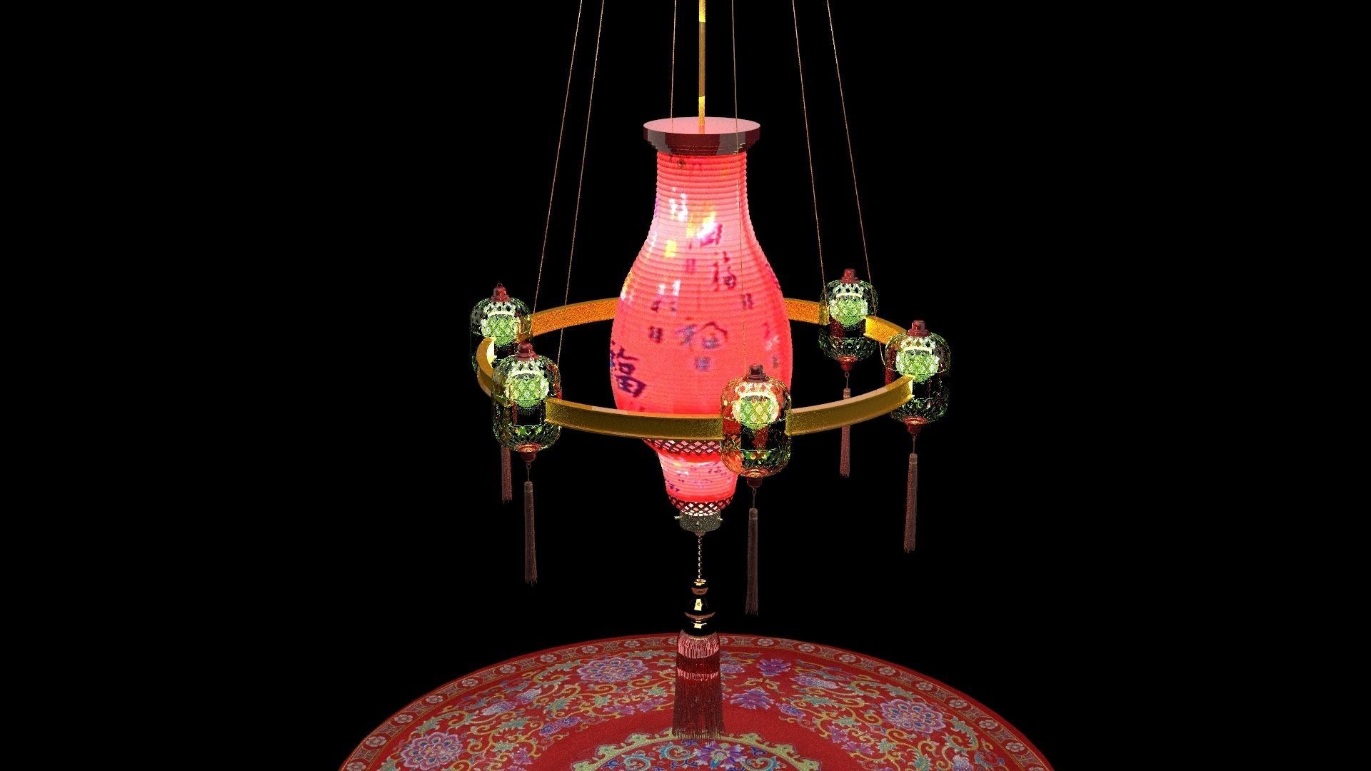 Chinese palace lantern 3D model_3