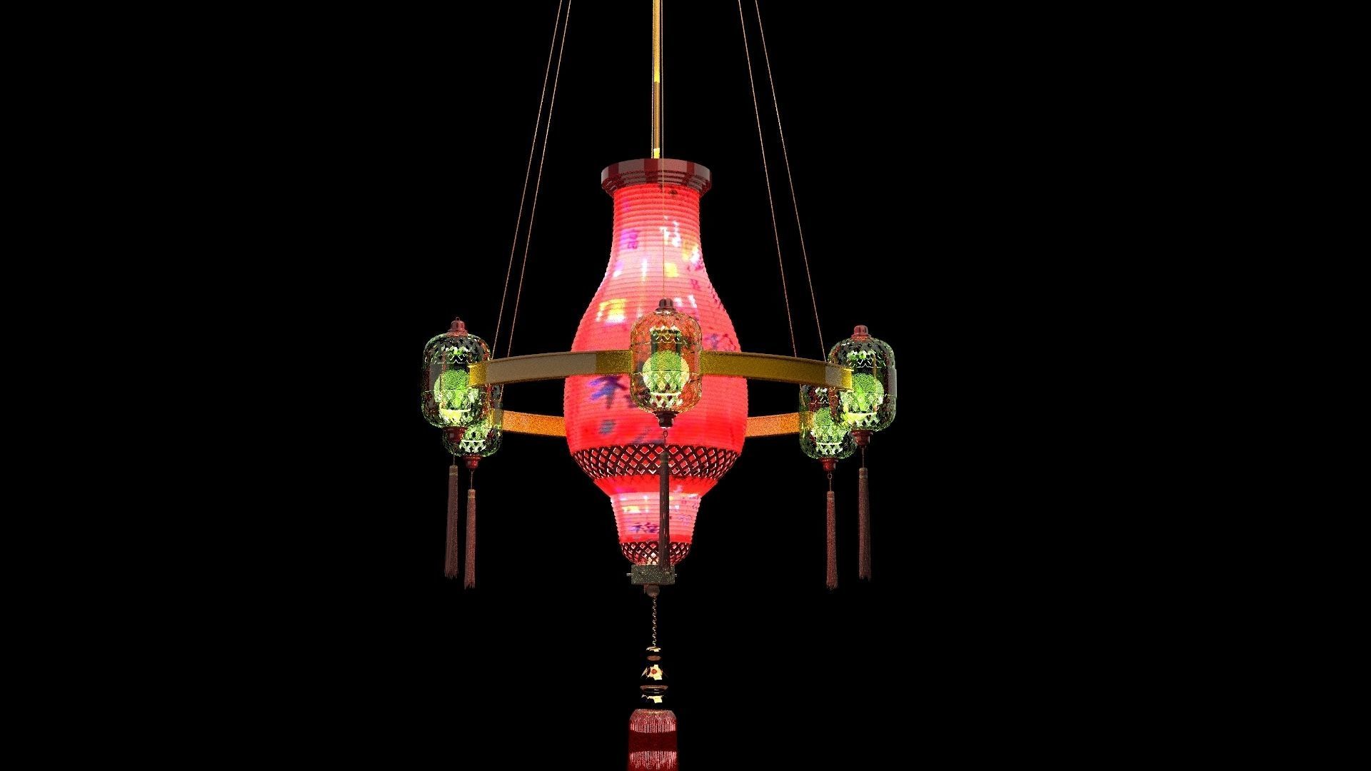 Chinese palace lantern 3D model_4