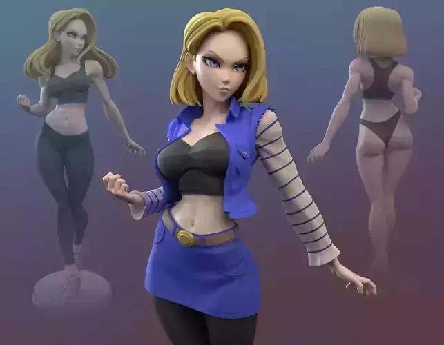 Android 18 Dragon Ball Z Multi Version STL SFW NSFW 3D print model