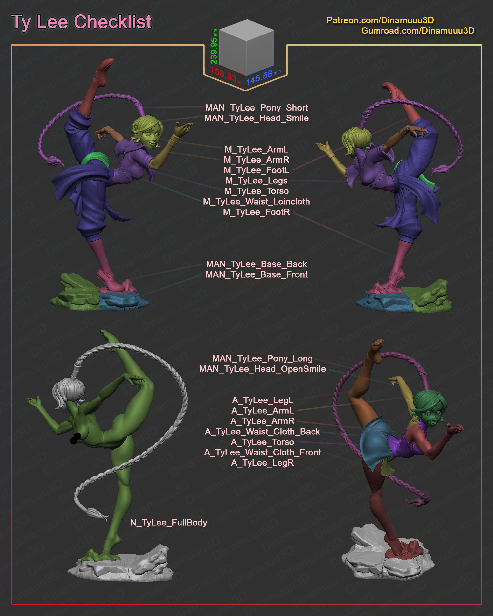 Ty Lee Avatar The Last Airbender Multi Version STL SFW NSFW  3D print model_9