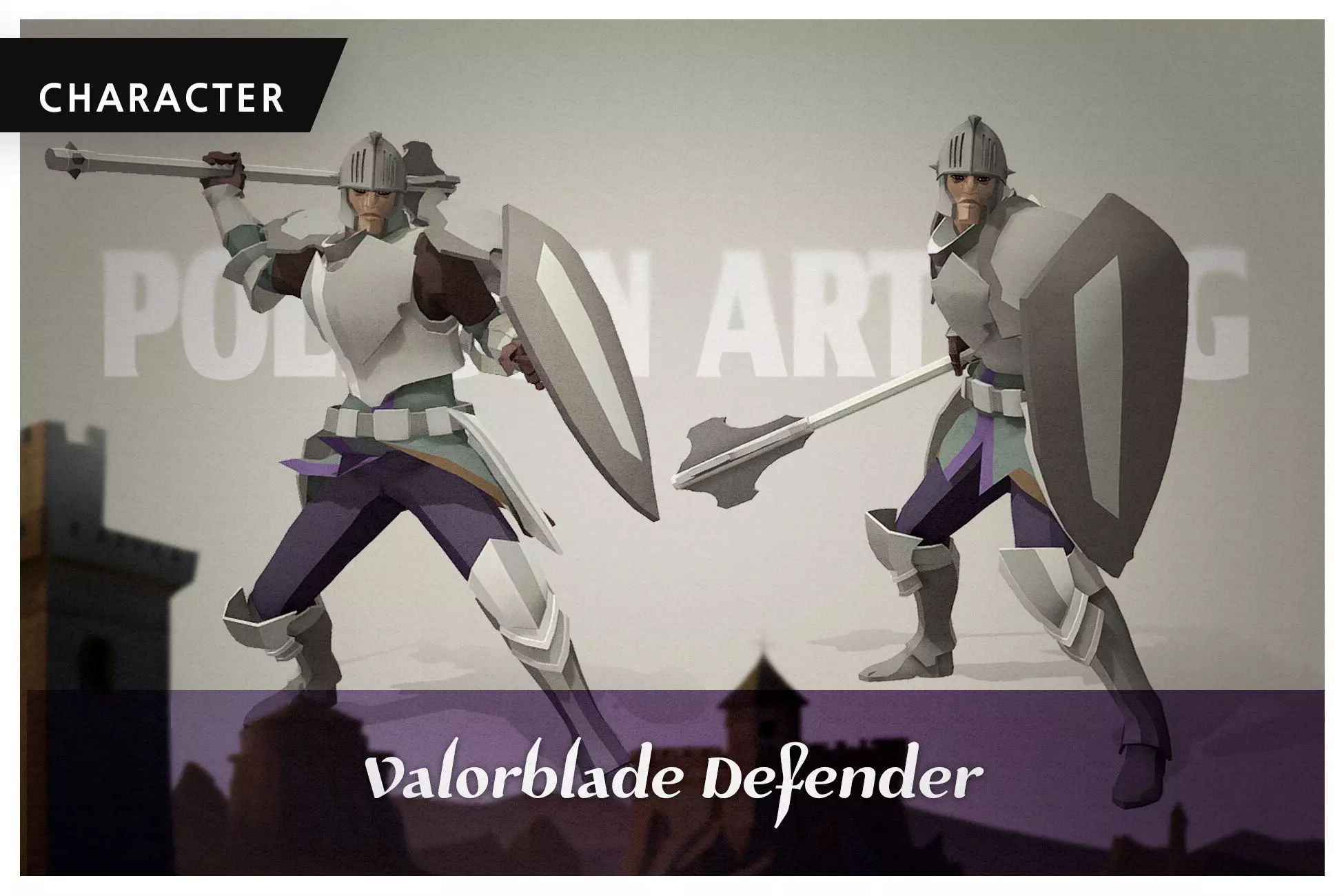 Polygon Art RPG - Valorblade Defender Low-poly 3D model_0