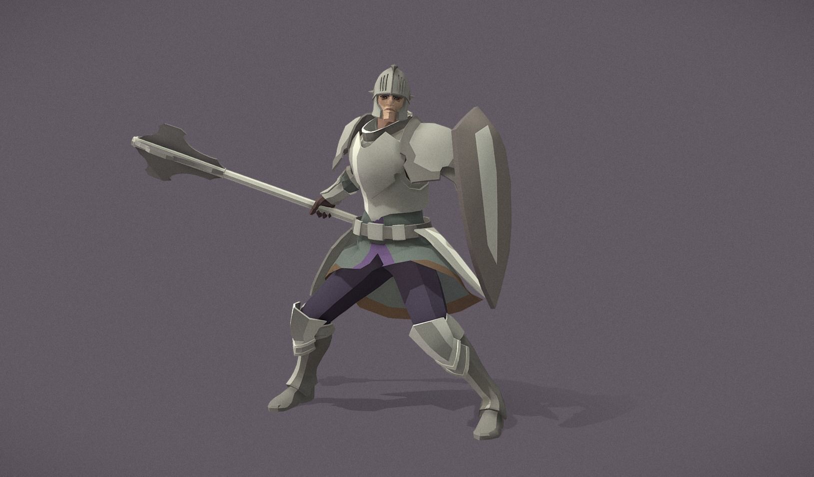 Polygon Art RPG - Valorblade Defender Low-poly 3D model_6