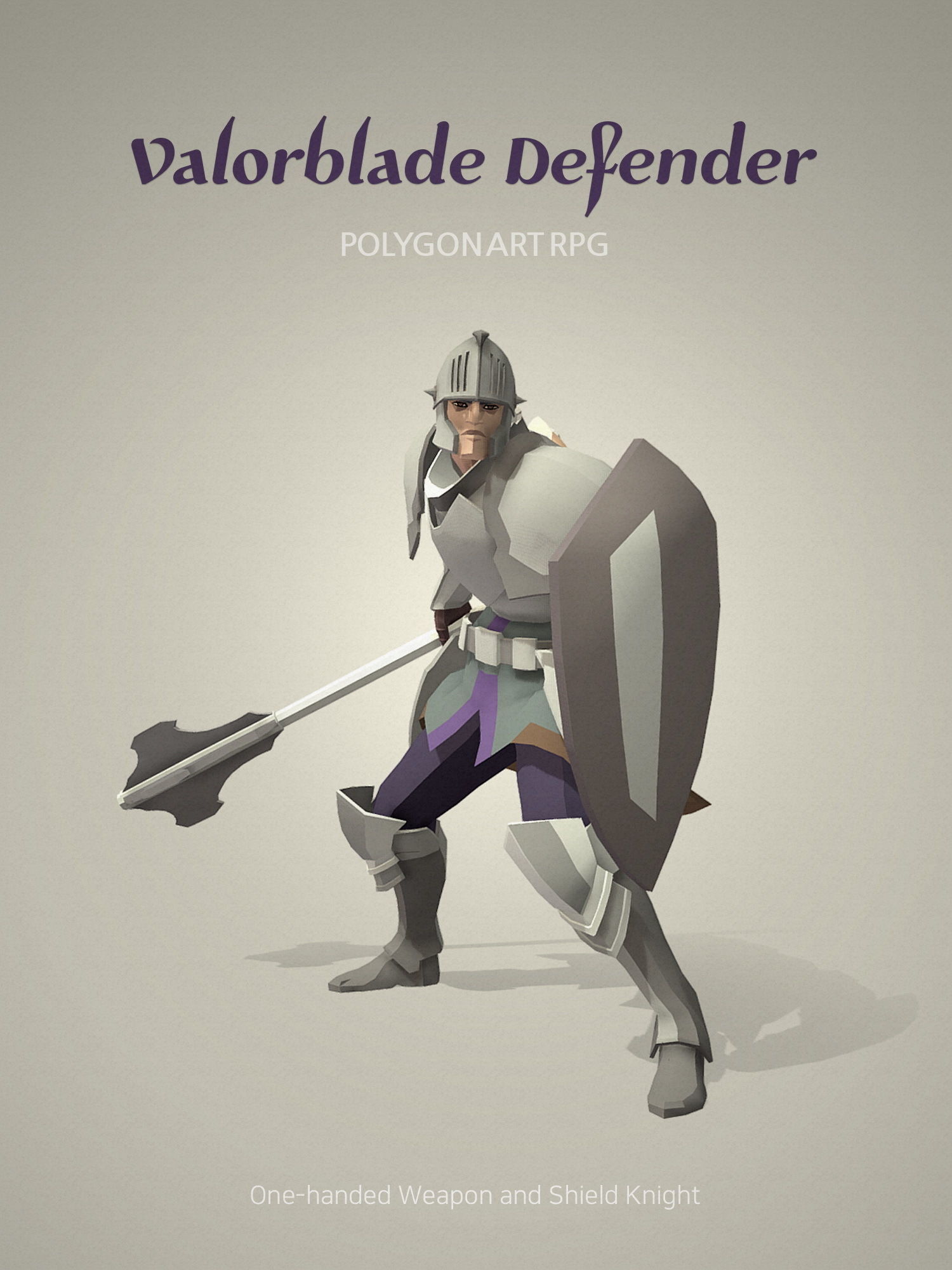 Polygon Art RPG - Valorblade Defender Low-poly 3D model_2