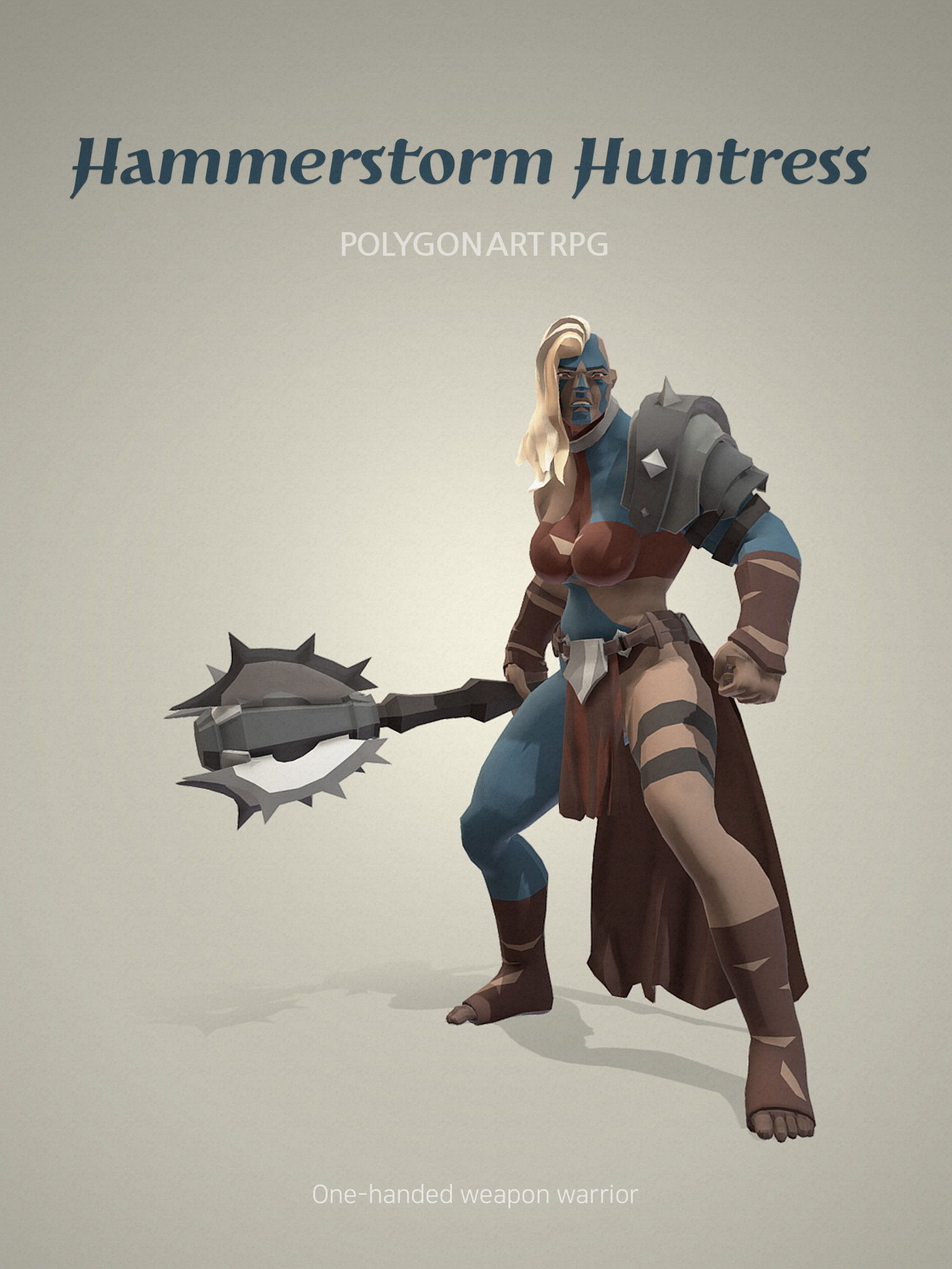 Polygon Art RPG - Hammerstorm Huntress Low-poly 3D model_2