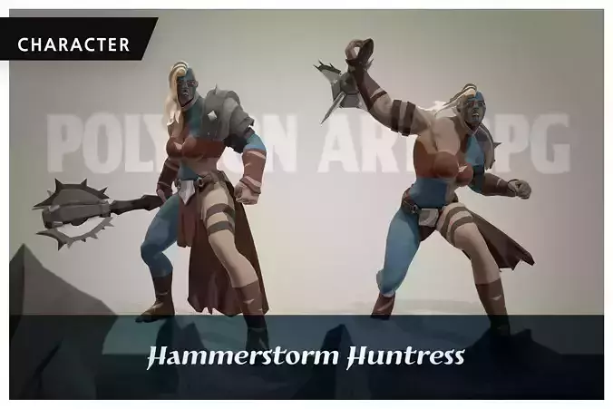 Polygon Art RPG - Hammerstorm Huntress