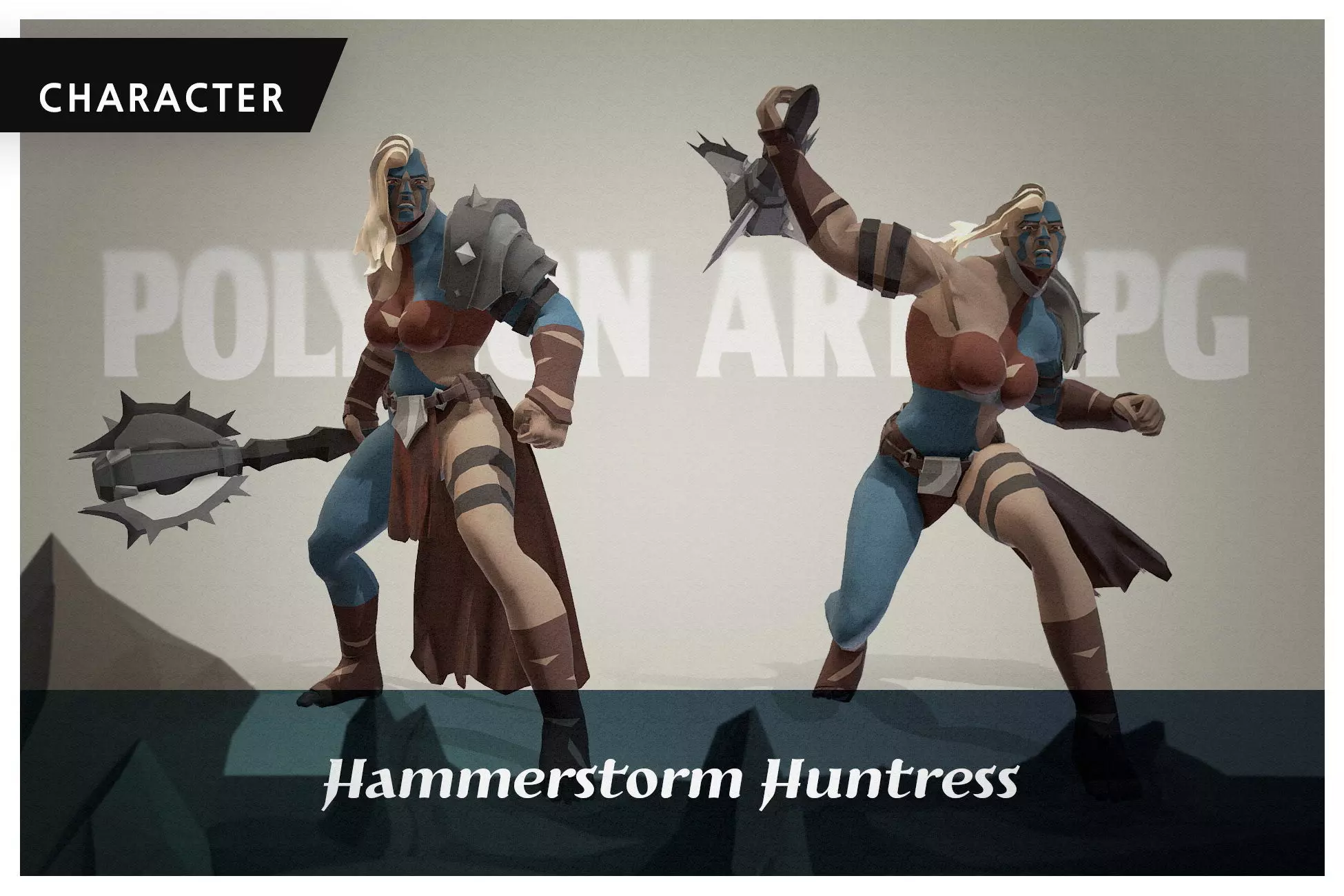Polygon Art RPG - Hammerstorm Huntress Low-poly 3D model_0