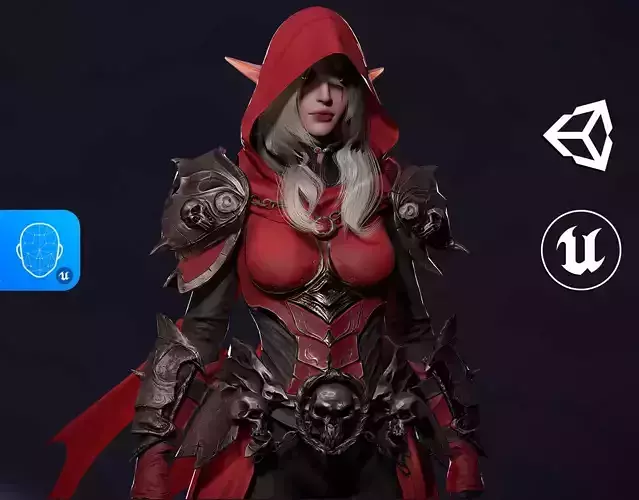 Death Archer Girl Morgana - Game Ready Low-poly 3D model