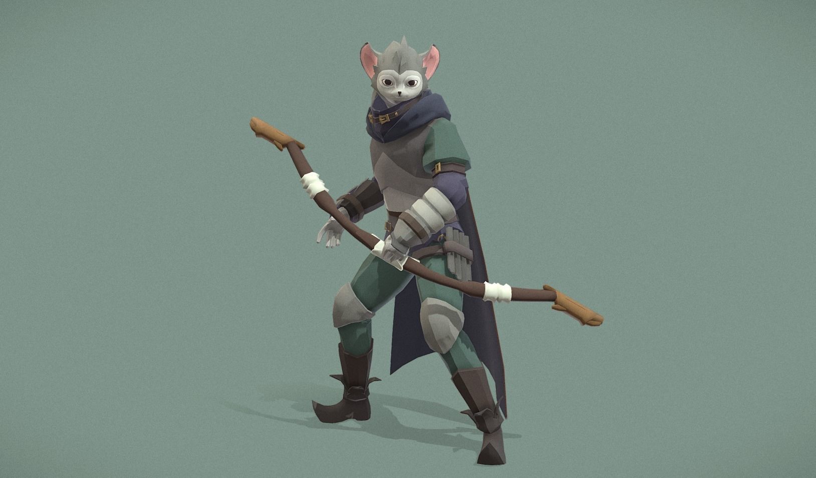 Polygon Art RPG - Swiftwind Archer Low-poly 3D model_4