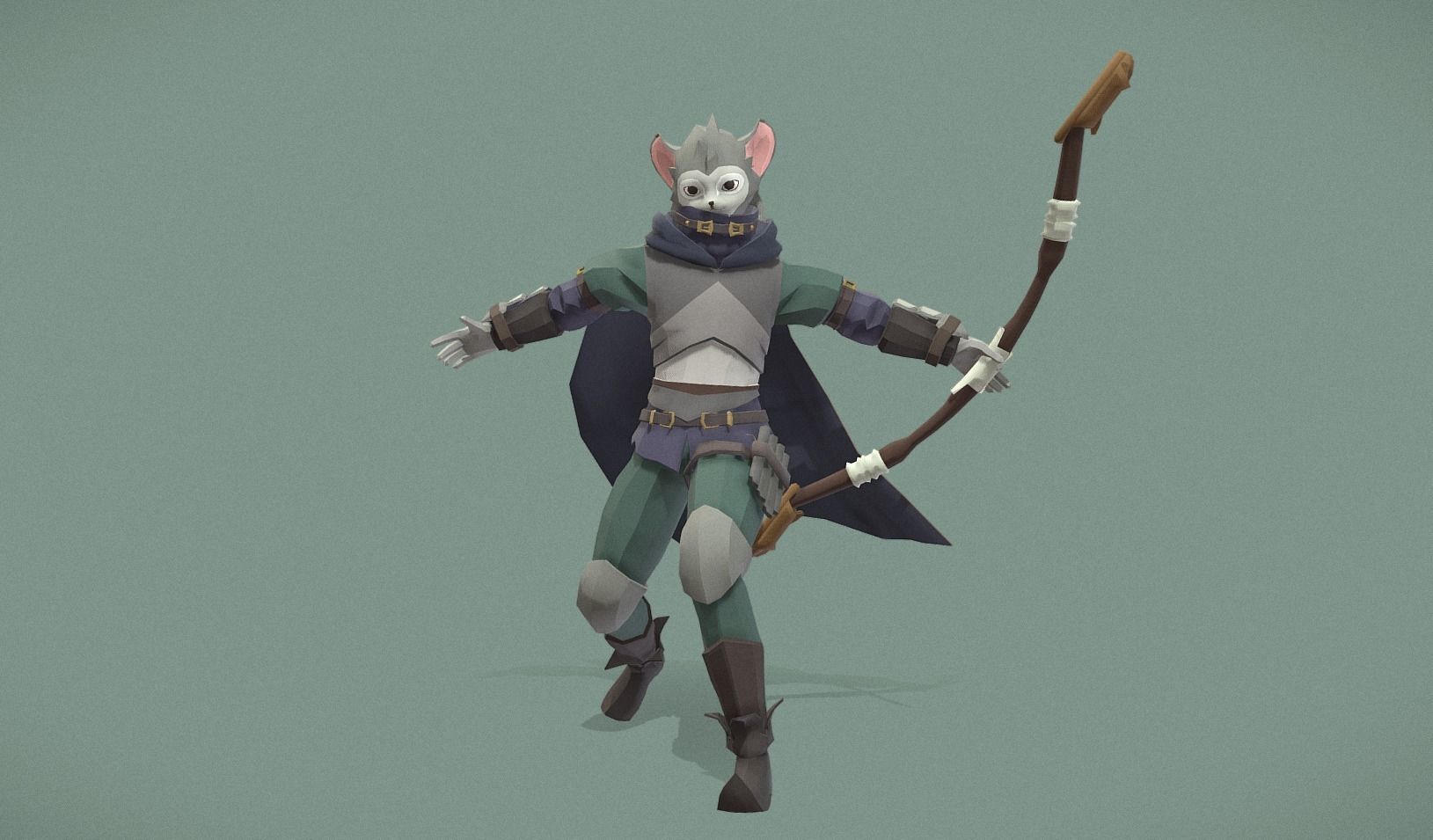 Polygon Art RPG - Swiftwind Archer Low-poly 3D model_11