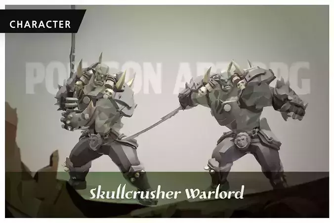 Polygon Art RPG - Skullcrusher Warlord Low-poly 3D model