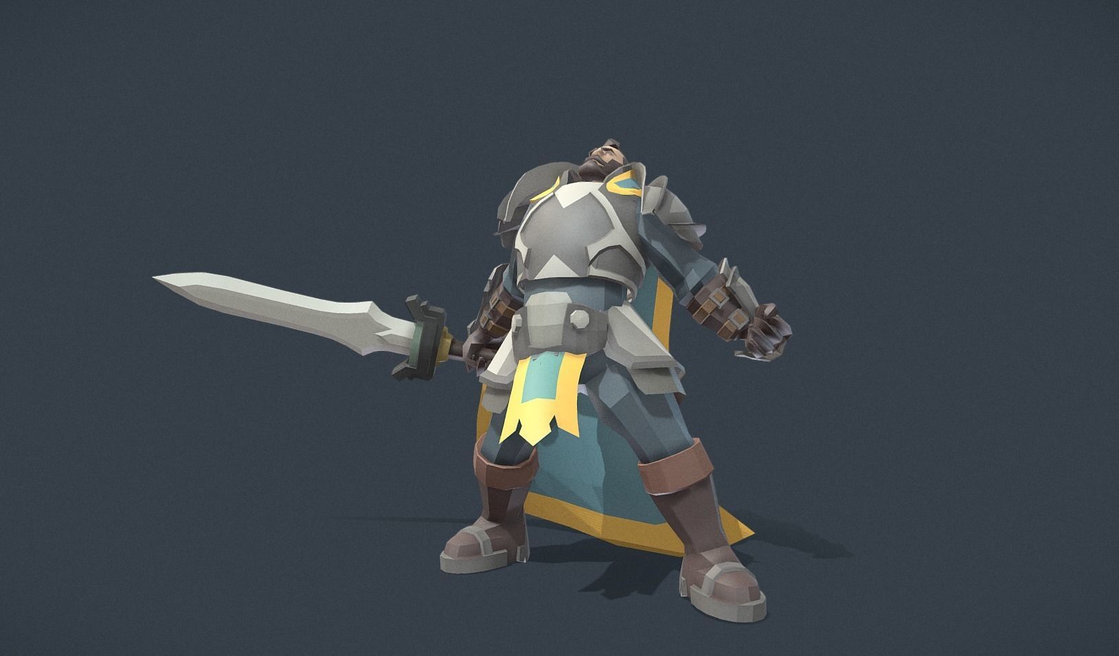 Polygon Art RPG - Battleworn Veteran Low-poly 3D model_10