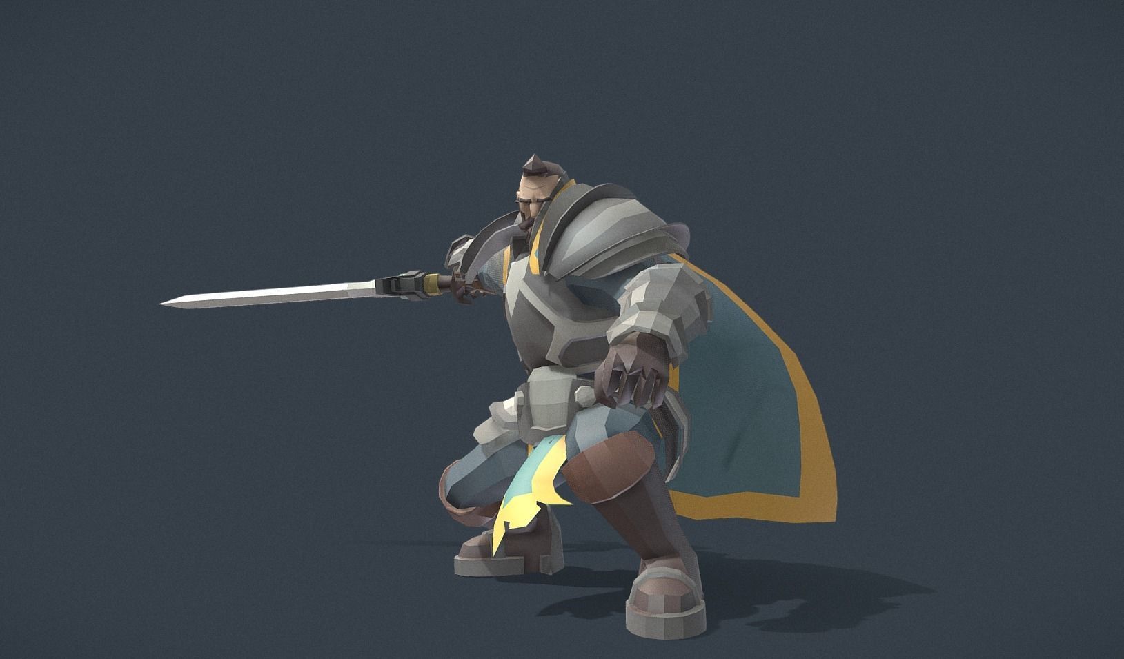 Polygon Art RPG - Battleworn Veteran Low-poly 3D model_9