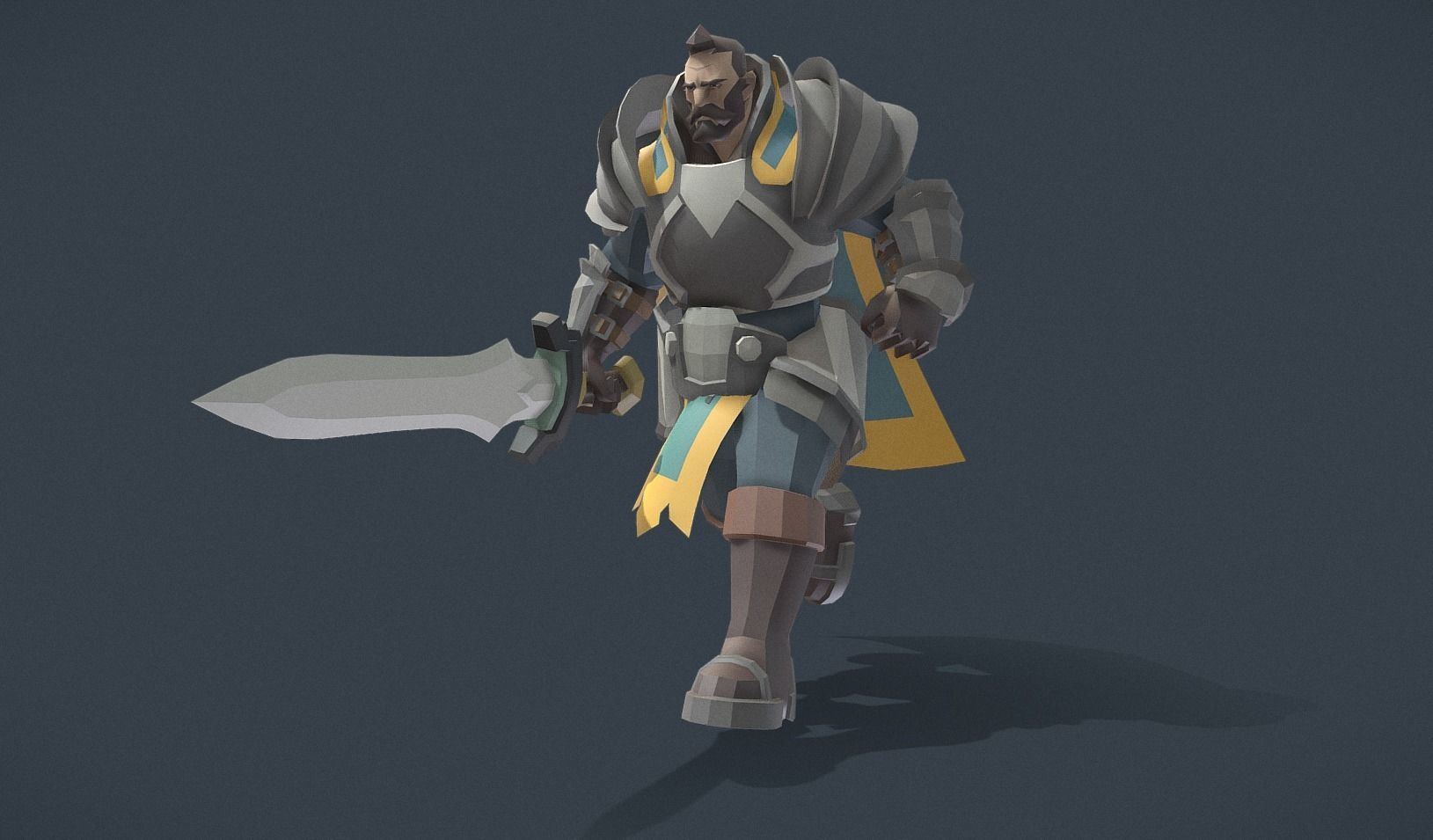 Polygon Art RPG - Battleworn Veteran Low-poly 3D model_3