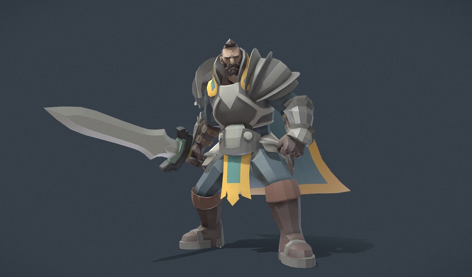 Polygon Art RPG - Battleworn Veteran Low-poly 3D model_13