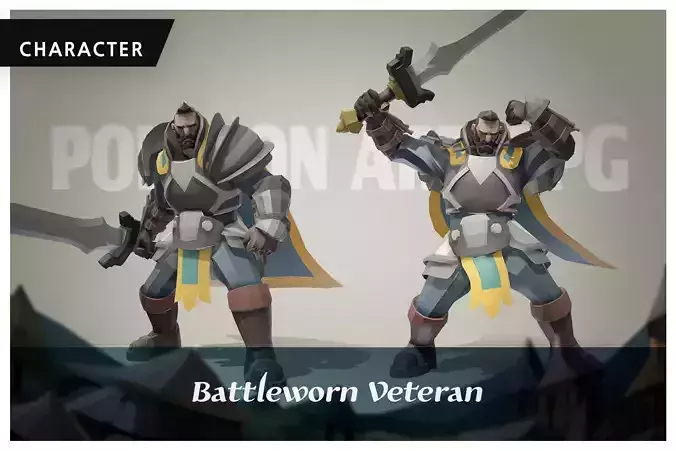 Polygon Art RPG - Battleworn Veteran Low-poly 3D model Polygon Art RPG - Battleworn Veteran Low-poly 3D model