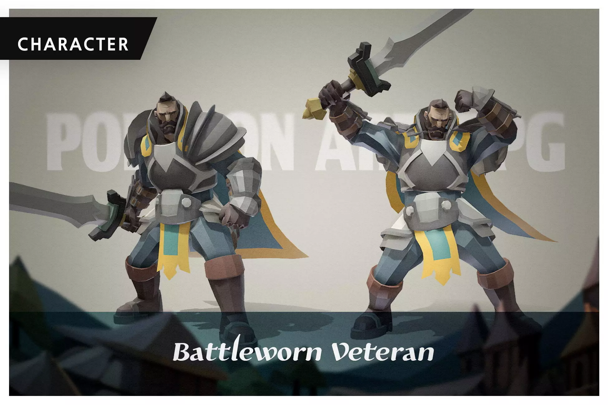 Polygon Art RPG - Battleworn Veteran Low-poly 3D model_0