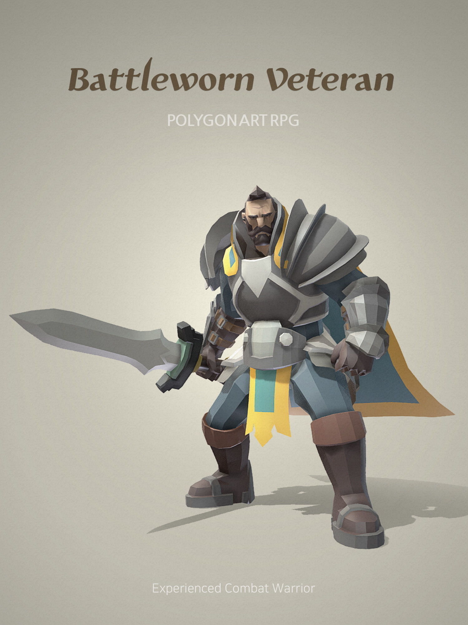Polygon Art RPG - Battleworn Veteran Low-poly 3D model_2