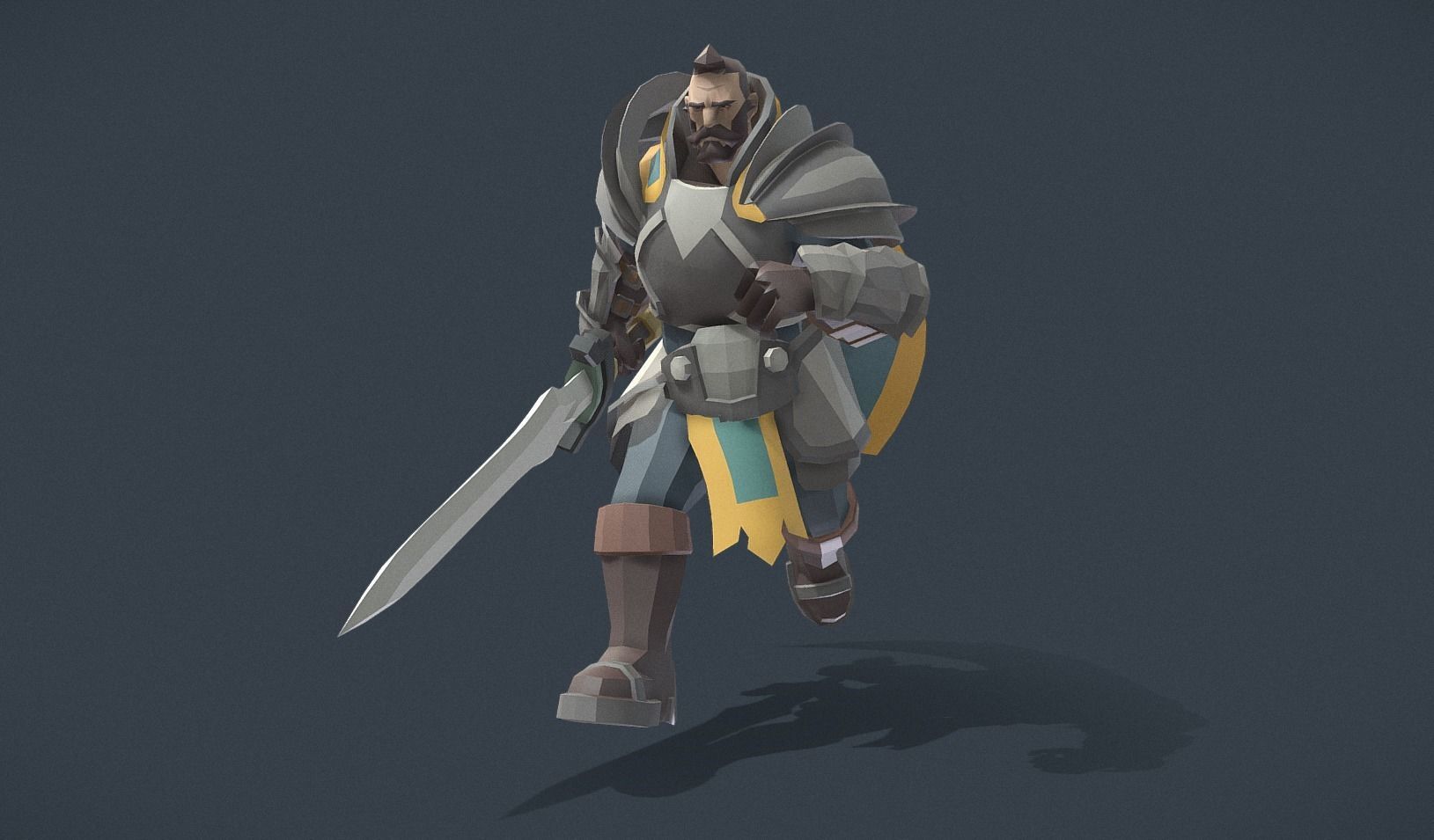 Polygon Art RPG - Battleworn Veteran Low-poly 3D model_6