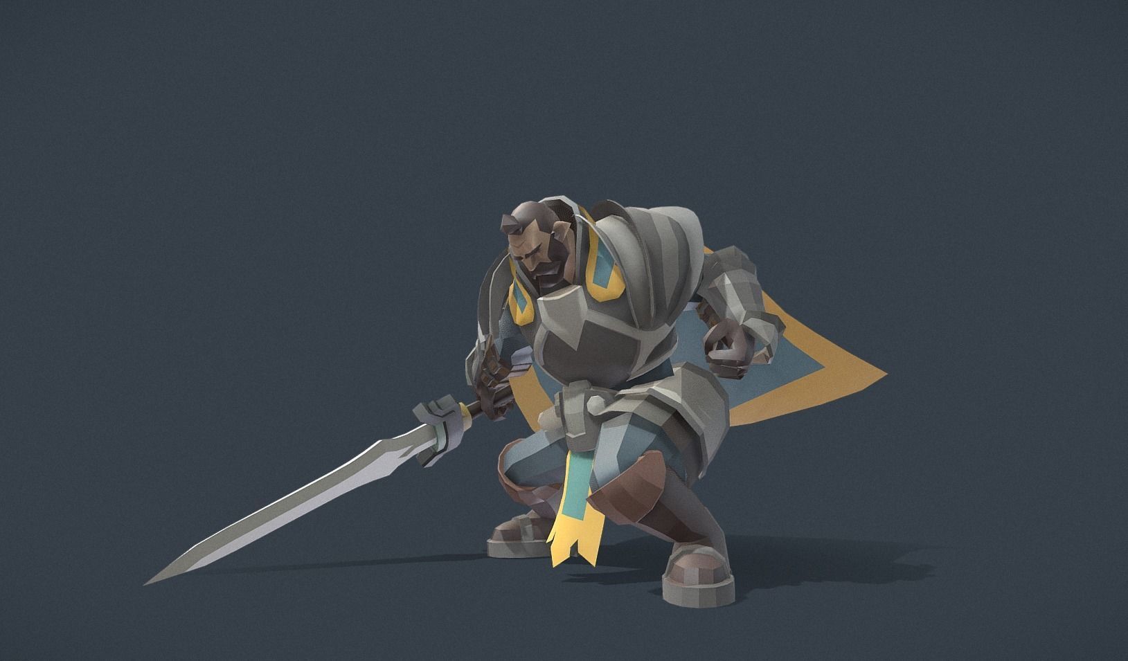 Polygon Art RPG - Battleworn Veteran Low-poly 3D model_11