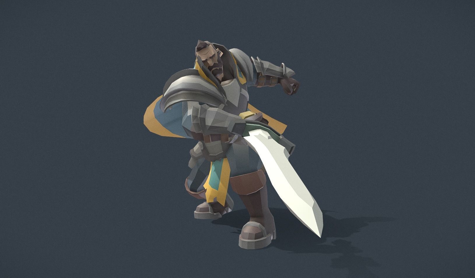 Polygon Art RPG - Battleworn Veteran Low-poly 3D model_7