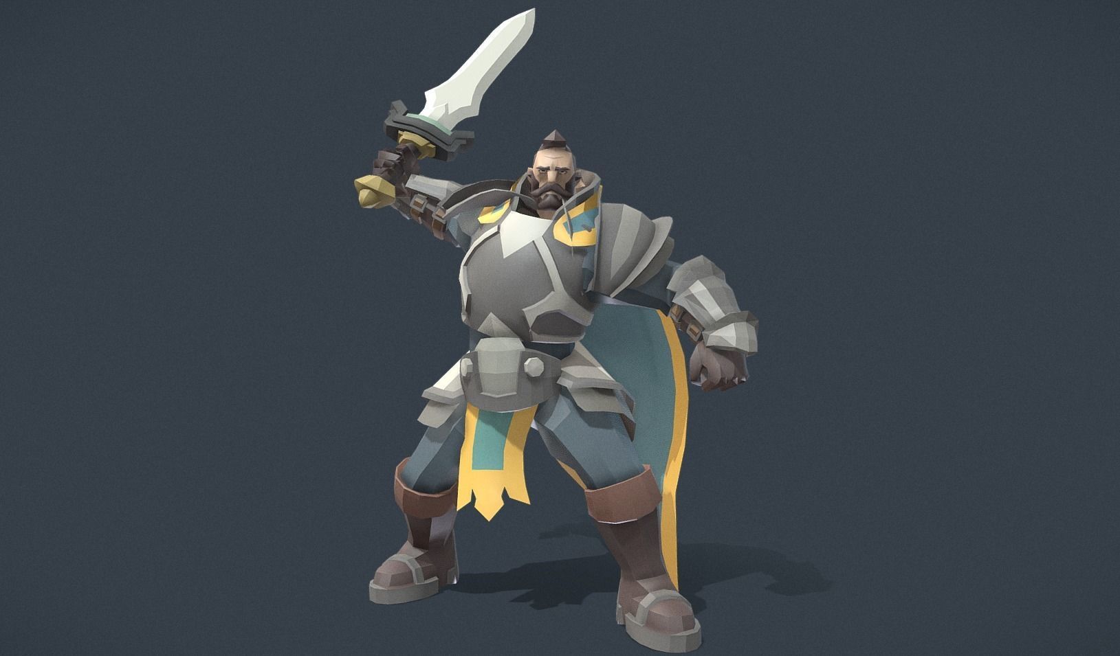 Polygon Art RPG - Battleworn Veteran Low-poly 3D model_5