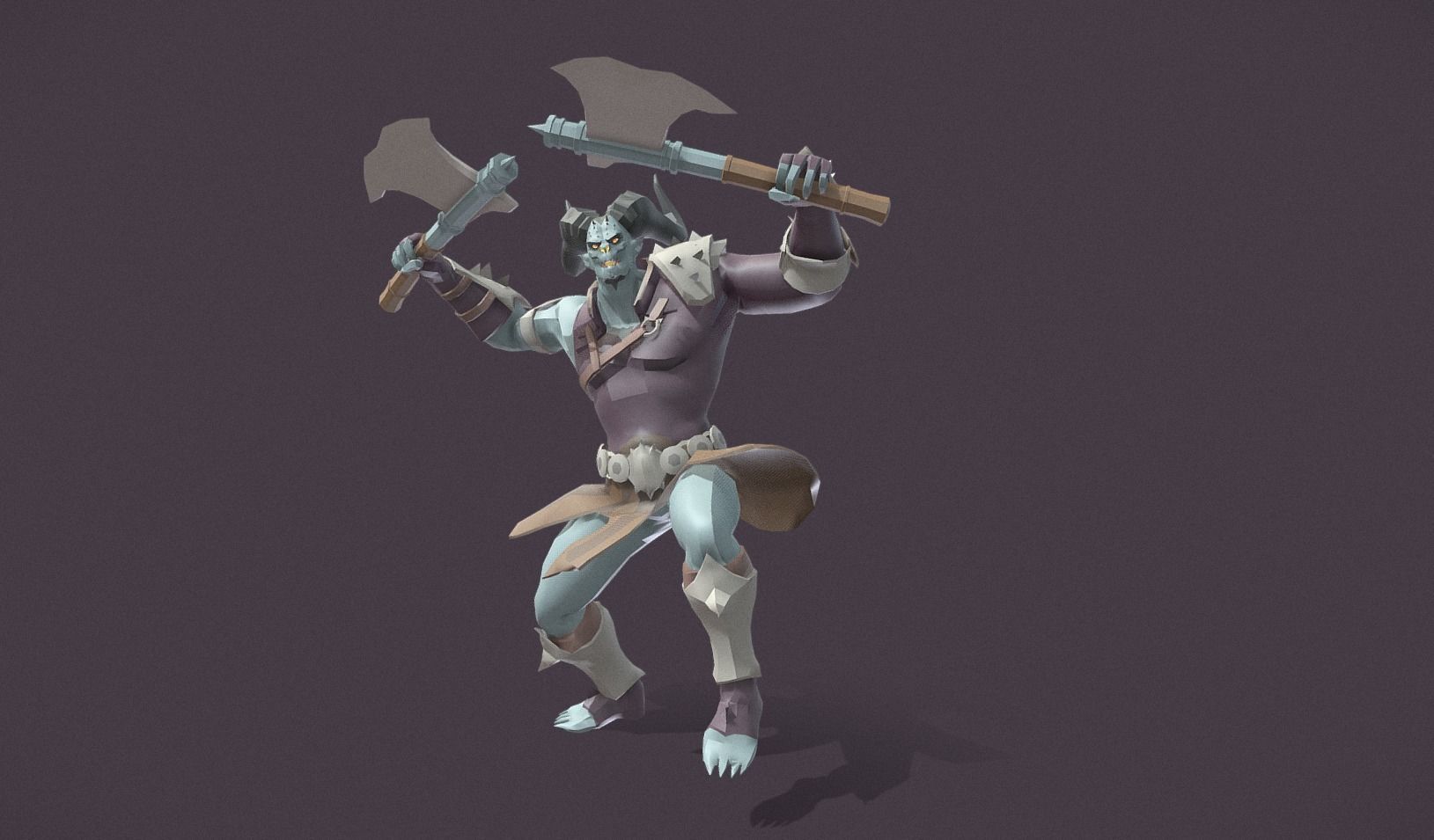 Polygon Art RPG - Azurehorn Doomcleaver Low-poly 3D model_11