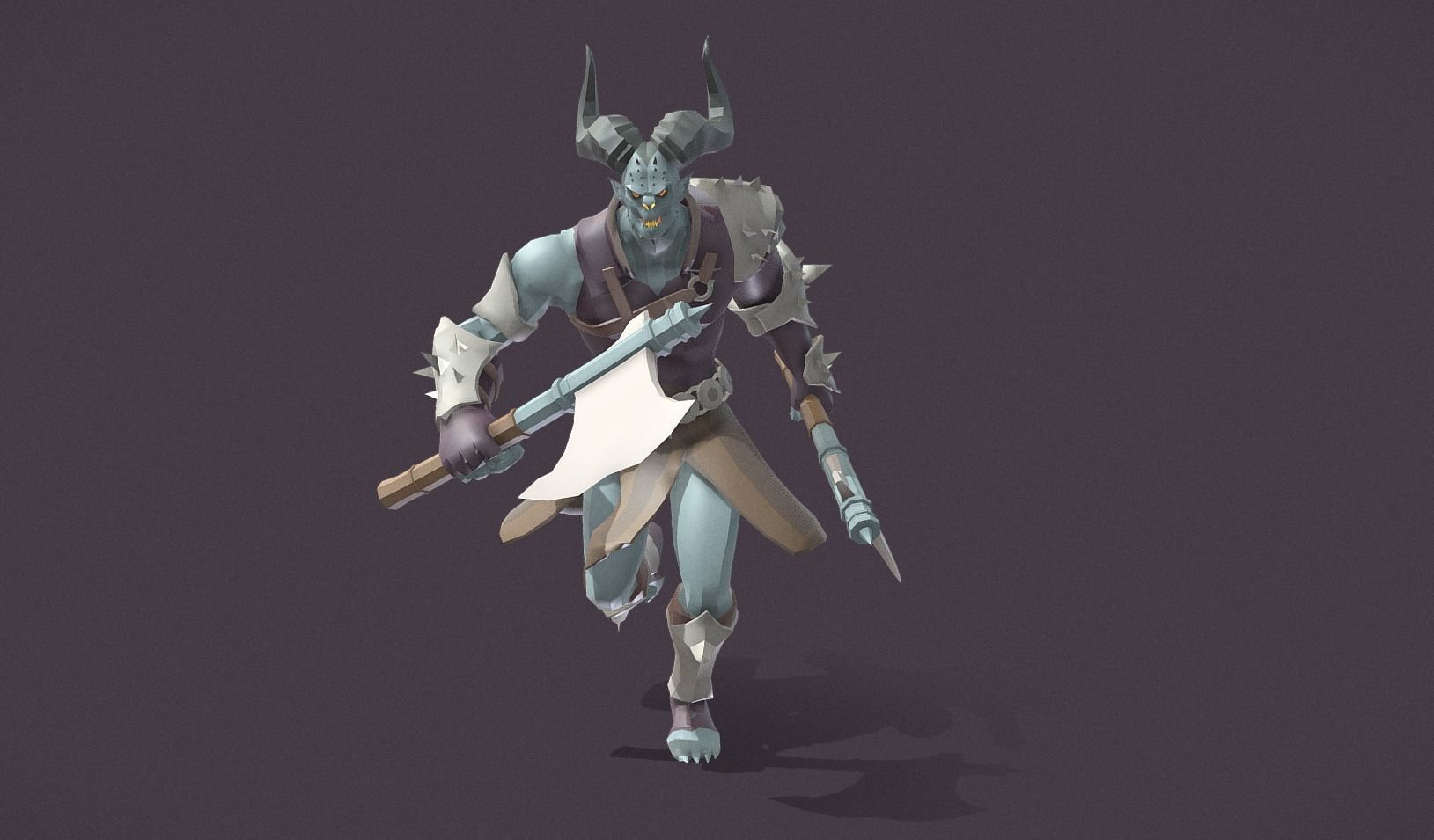 Polygon Art RPG - Azurehorn Doomcleaver Low-poly 3D model_12