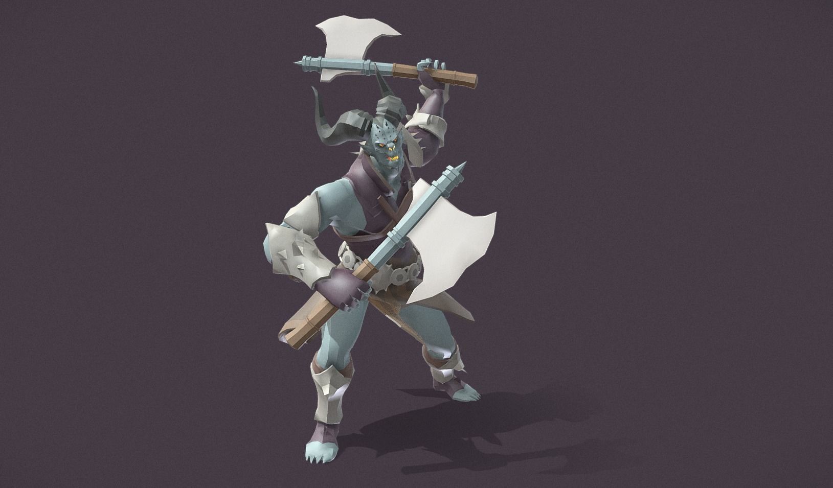 Polygon Art RPG - Azurehorn Doomcleaver Low-poly 3D model_9