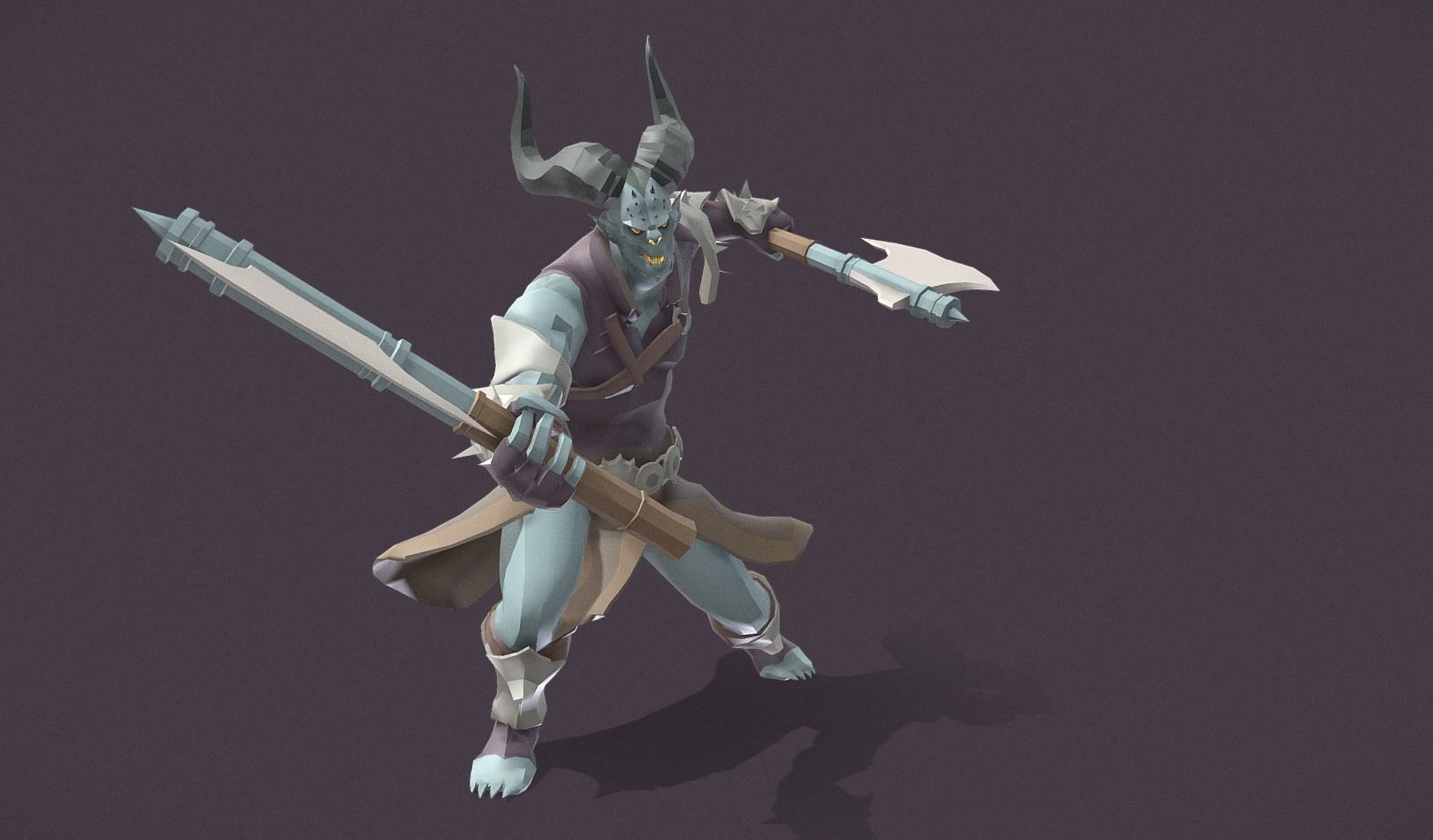 Polygon Art RPG - Azurehorn Doomcleaver Low-poly 3D model_10