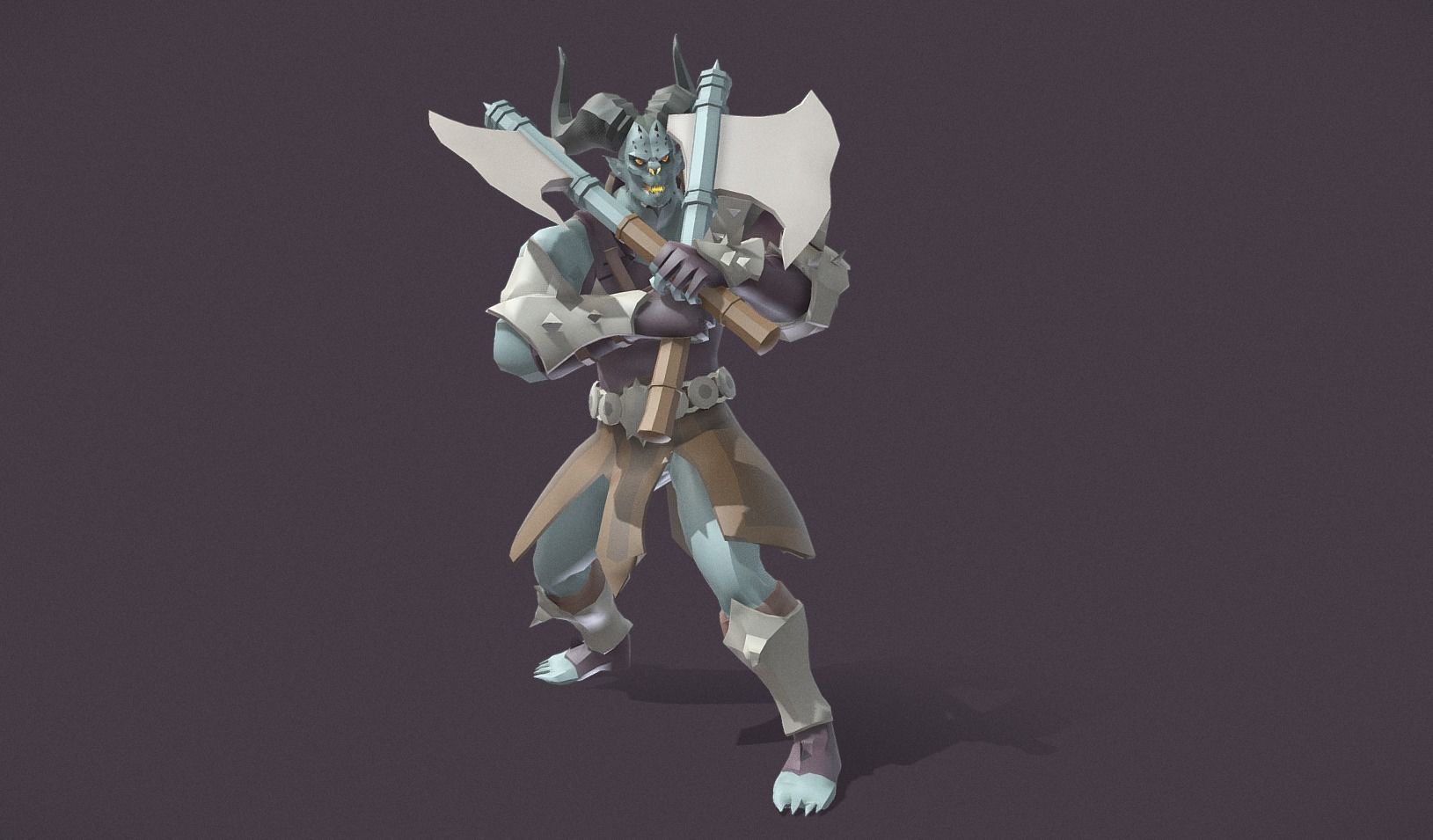 Polygon Art RPG - Azurehorn Doomcleaver Low-poly 3D model_8