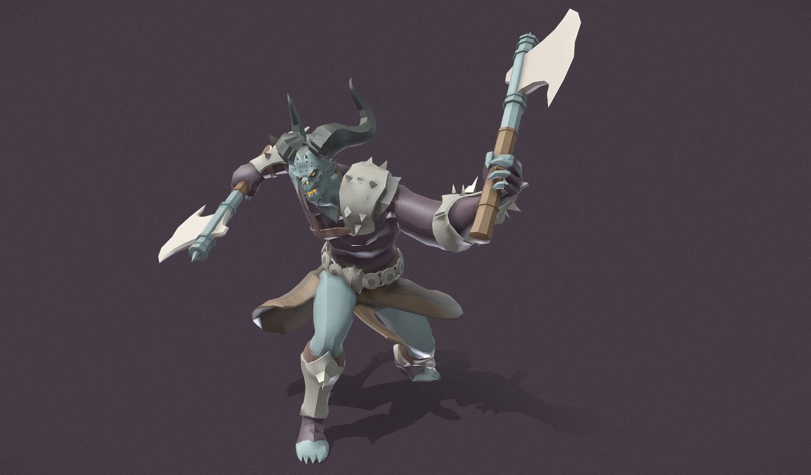 Polygon Art RPG - Azurehorn Doomcleaver Low-poly 3D model_3