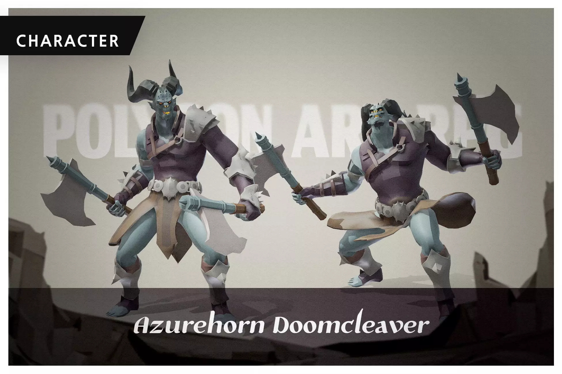 Polygon Art RPG - Azurehorn Doomcleaver Low-poly 3D model_0