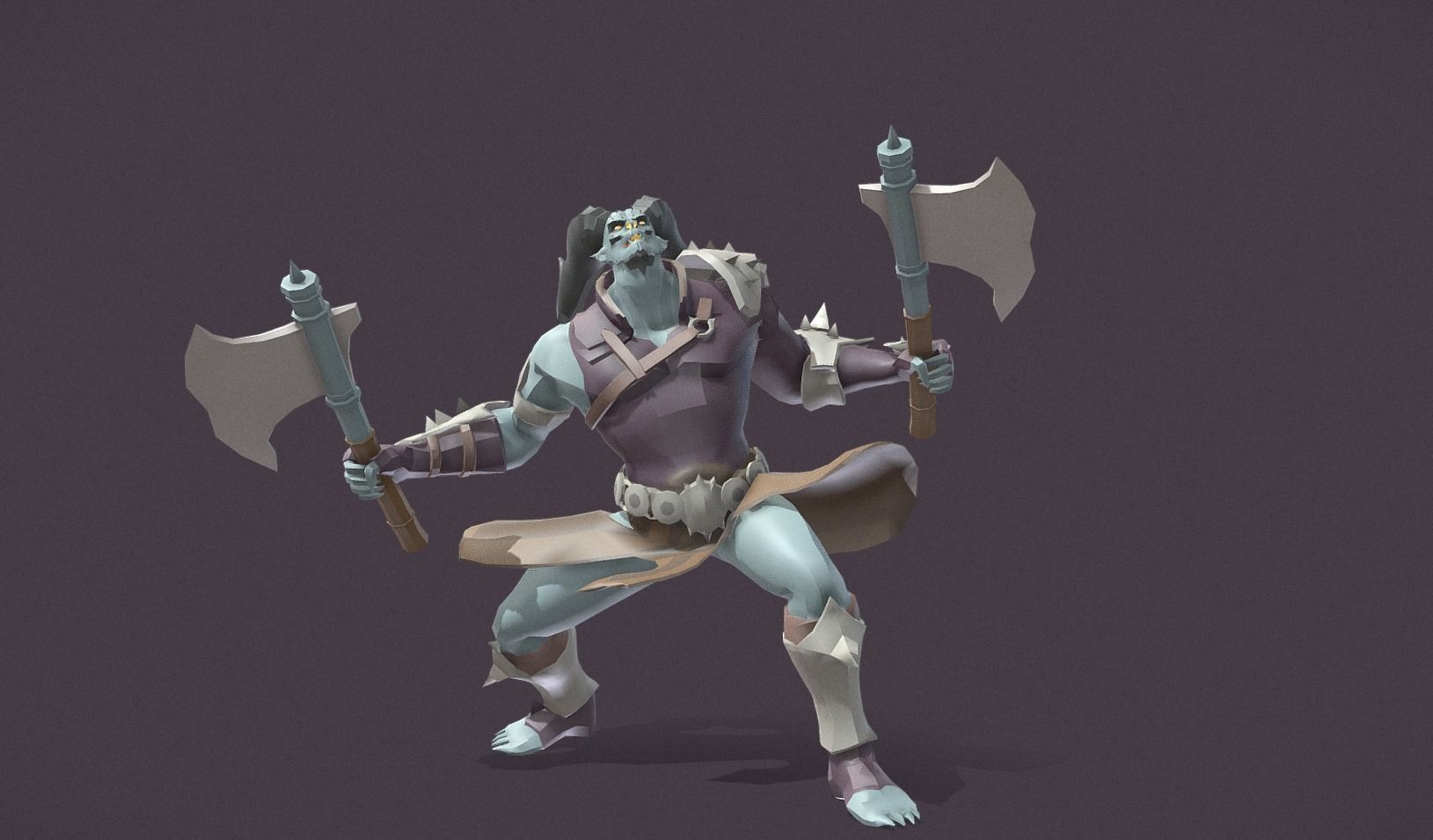 Polygon Art RPG - Azurehorn Doomcleaver Low-poly 3D model_14