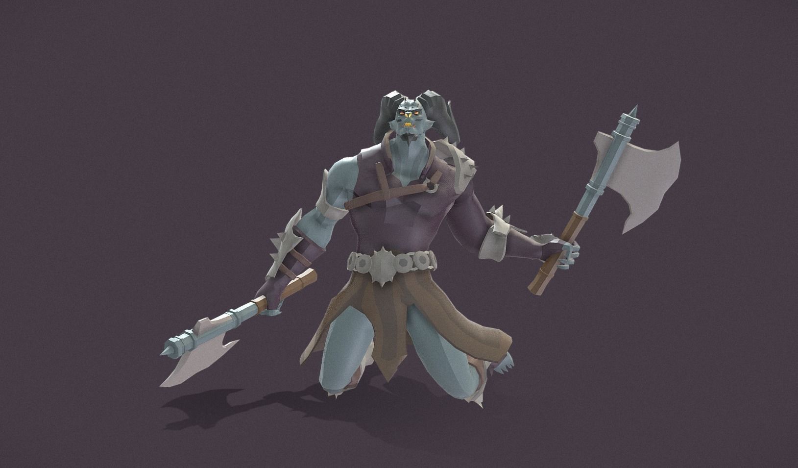 Polygon Art RPG - Azurehorn Doomcleaver Low-poly 3D model_7