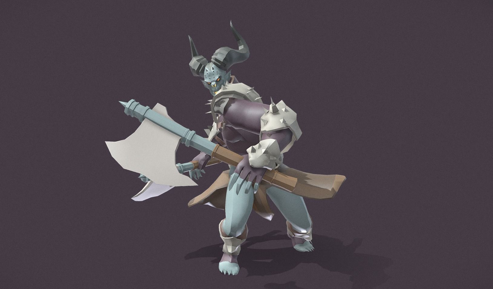 Polygon Art RPG - Azurehorn Doomcleaver Low-poly 3D model_6