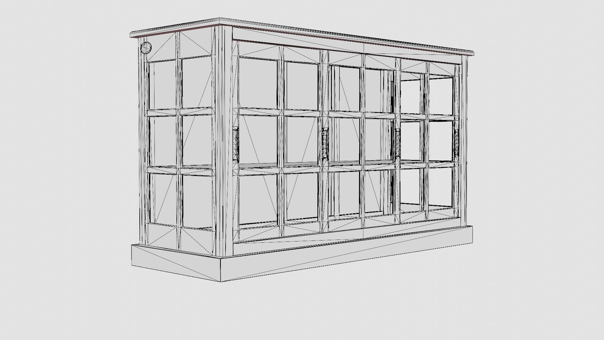 Seethrough LOW cabinet wenge Low-poly 3D model_7