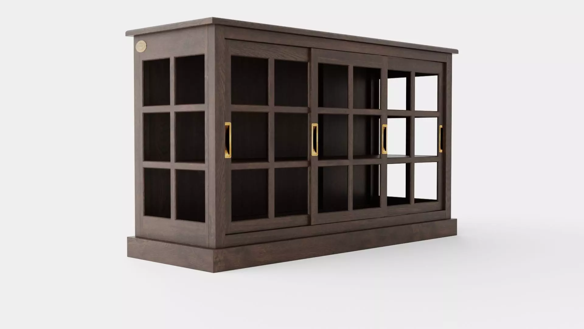 Seethrough LOW cabinet wenge Low-poly 3D model_0