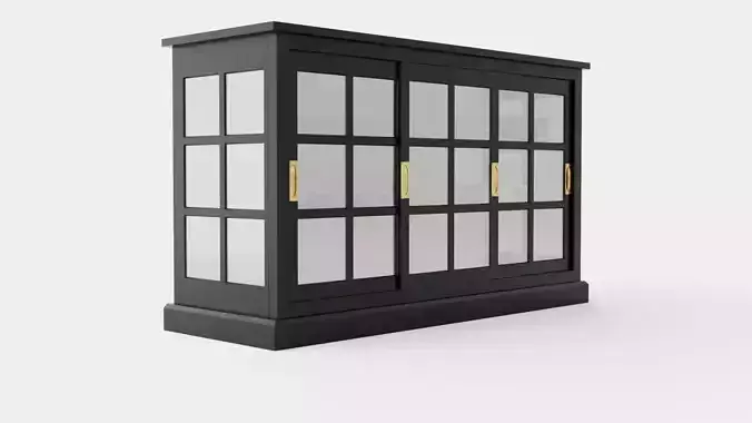 Seethrough LOW cabinet black-white Low-poly 3D model