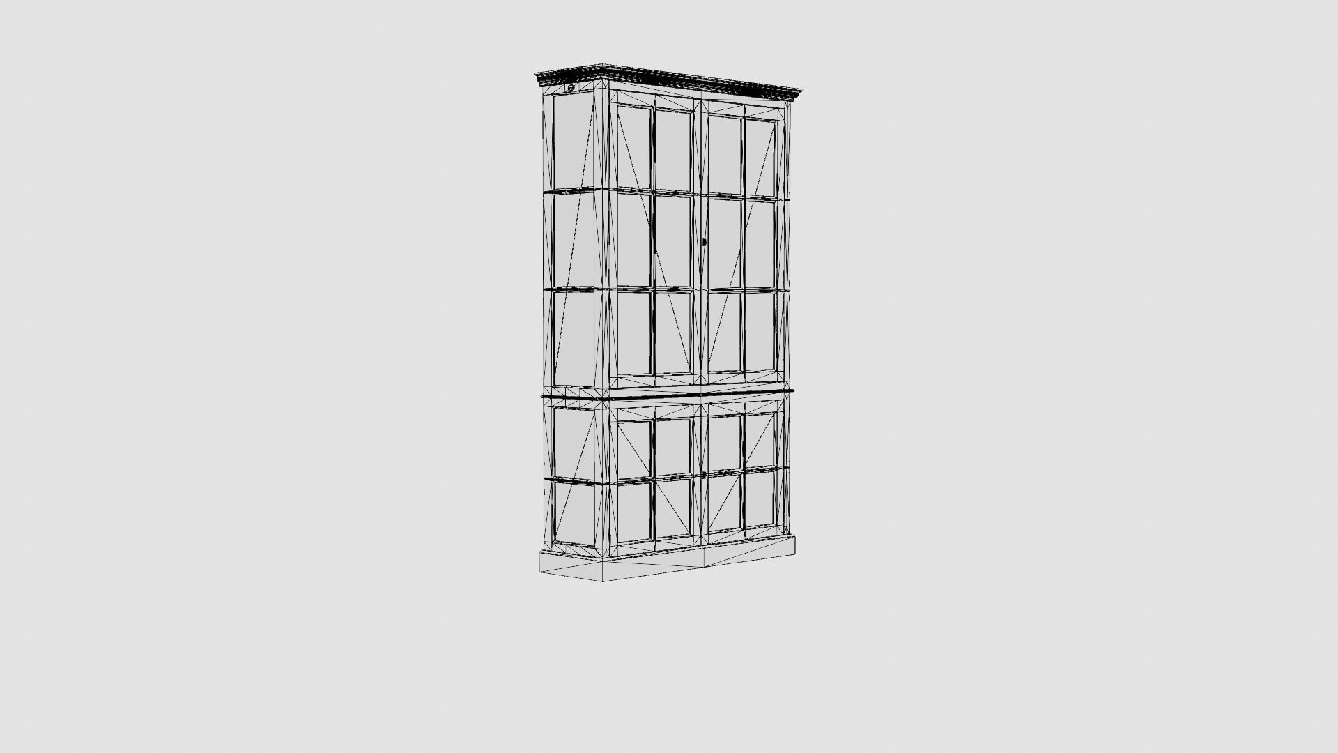 Seethrough display cabinet wenge Low-poly 3D model_7