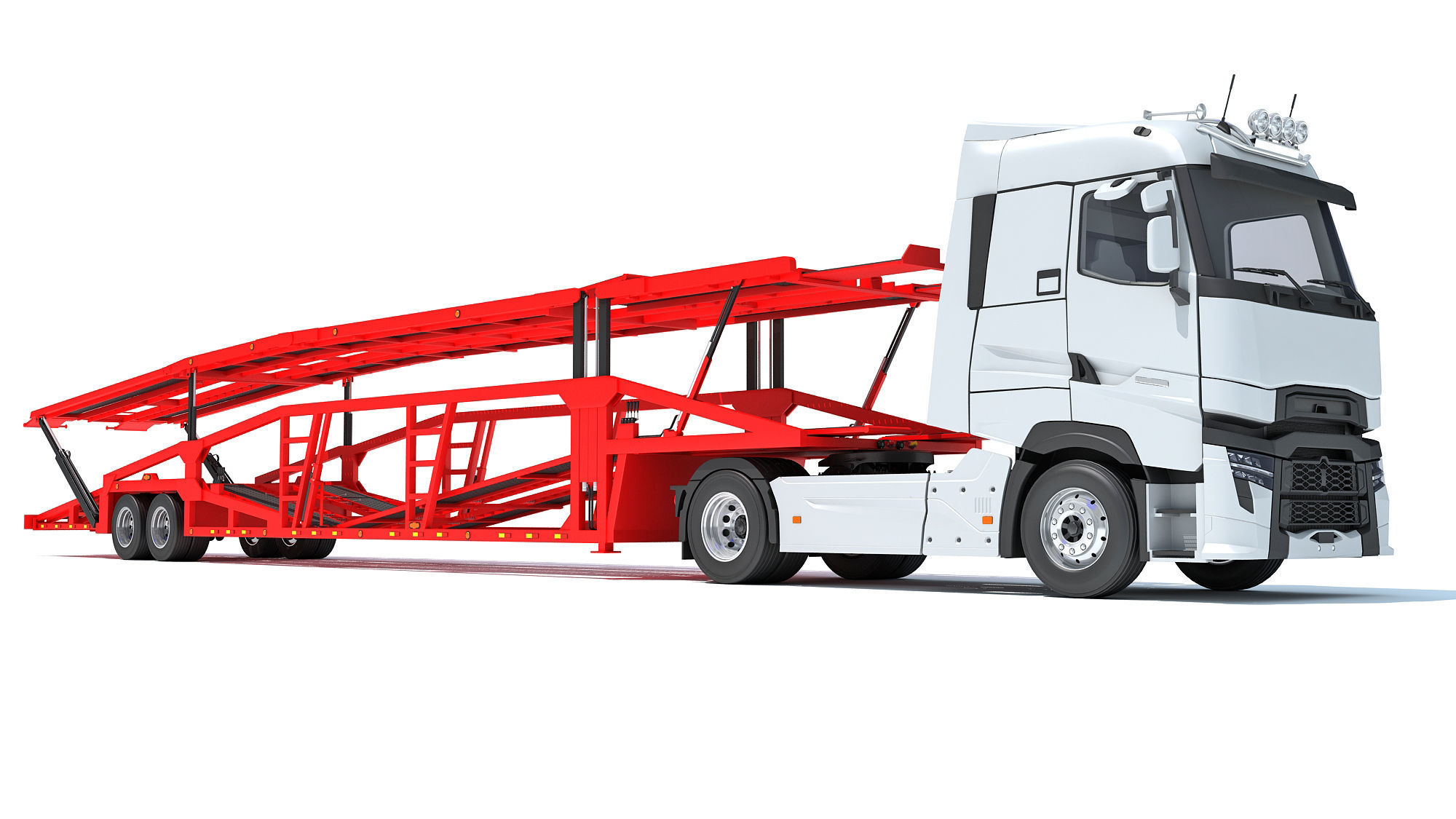 Car Carrier Semi Truck Trailer 3D model_9