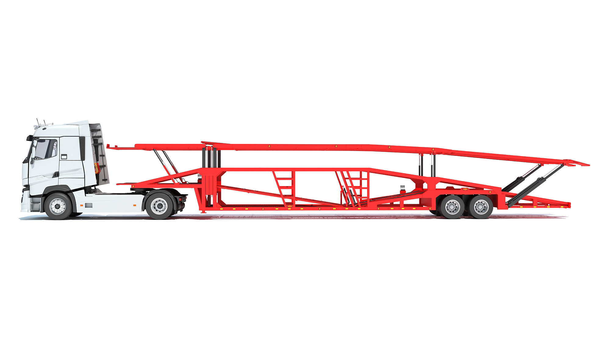 Car Carrier Semi Truck Trailer 3D model_1