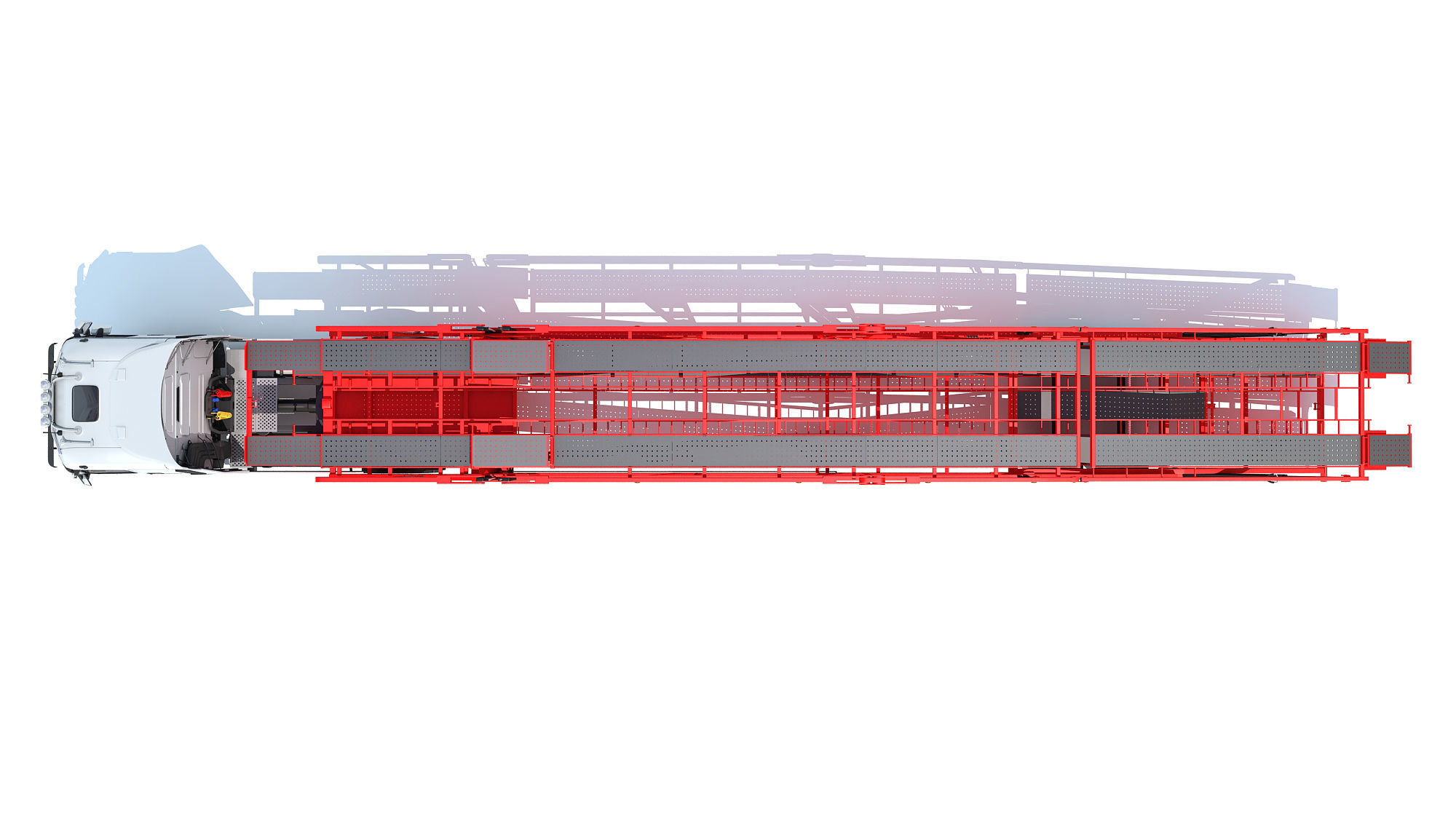 Car Carrier Semi Truck Trailer 3D model_11