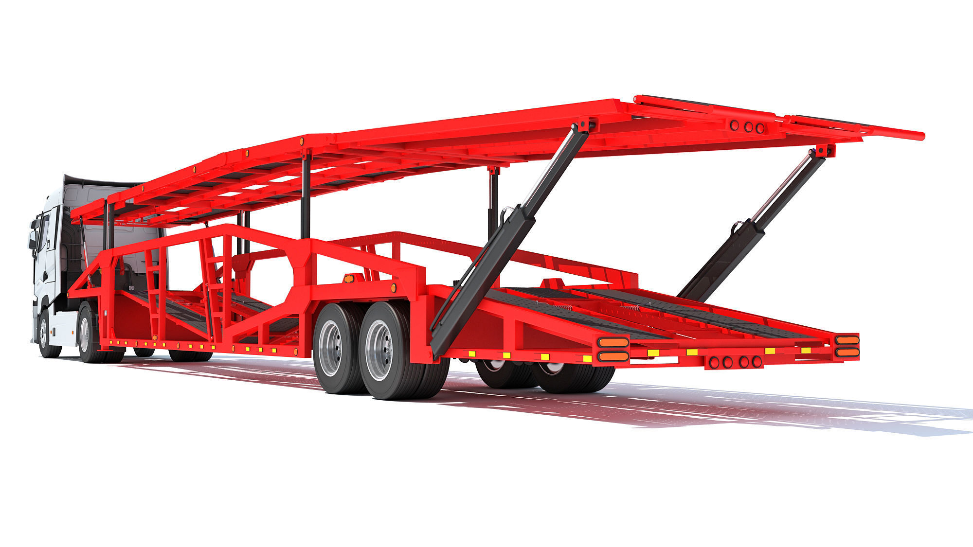 Car Carrier Semi Truck Trailer 3D model_3